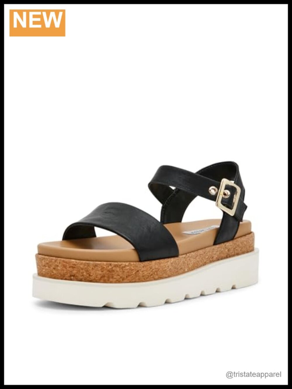 Leather Platform Wedge Sandal, Open Toe Slingback, Buckle